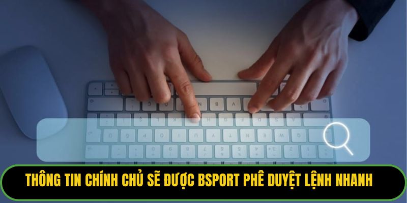 Thông tin chính chủ sẽ được Bsport phê duyệt lệnh nhanh